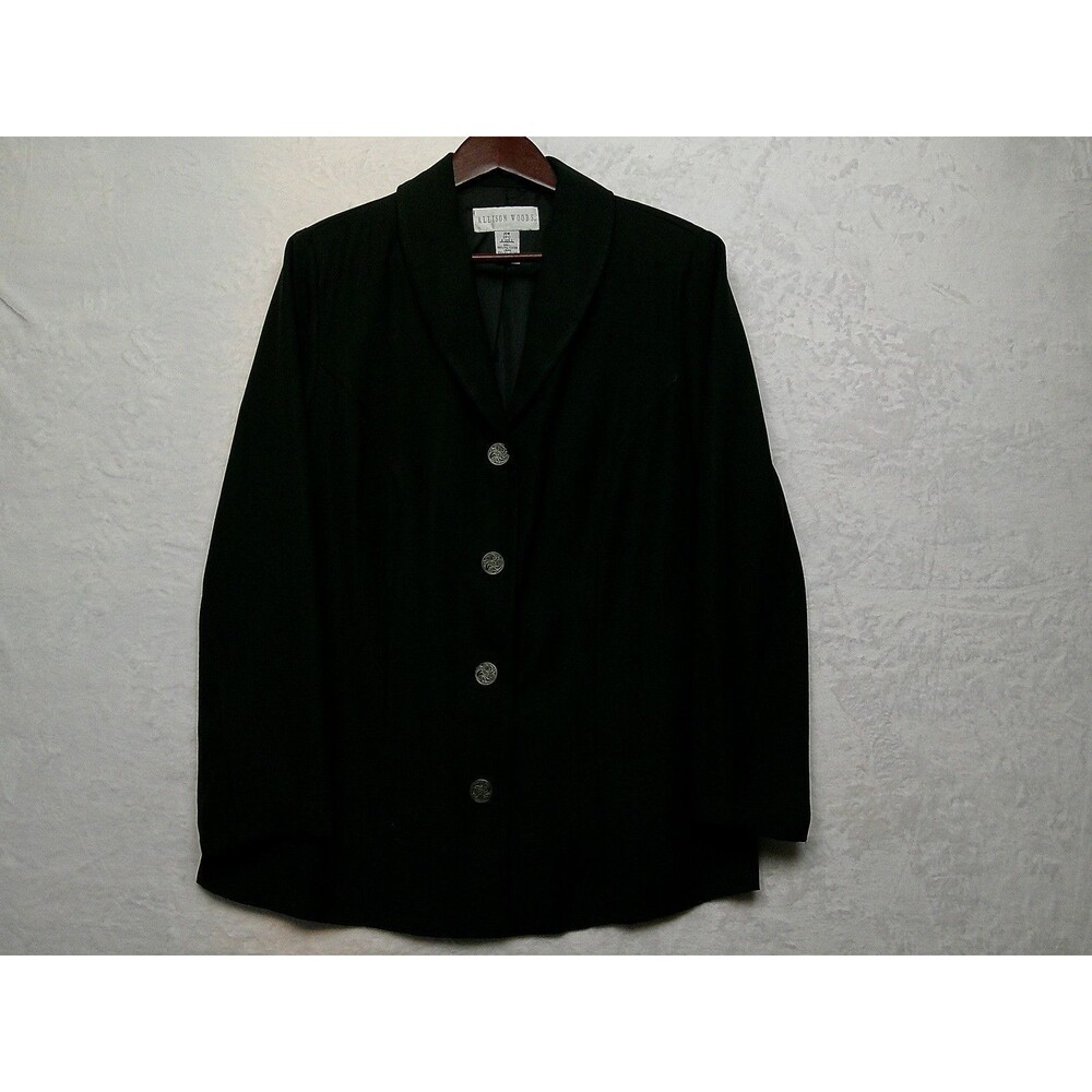 Allison Woods Womens Blazer Sz 16W Unique Buttons Long Sleeve Pleated Back